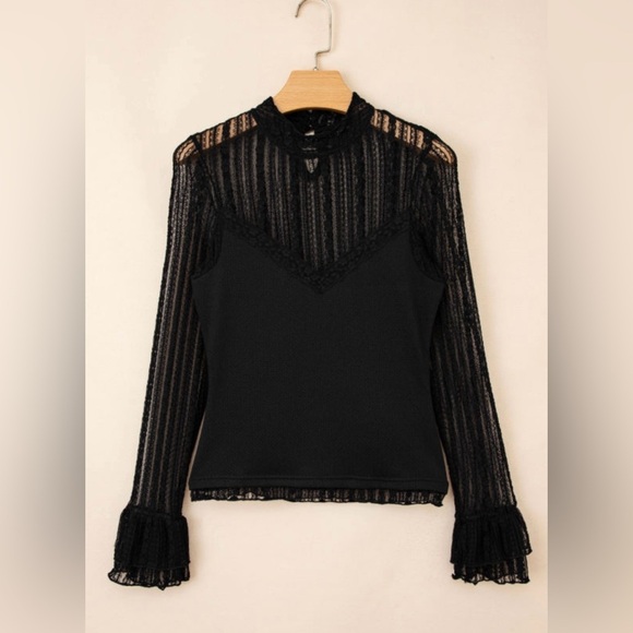 Elegant Black Lace Women Top - Picture 11 of 15